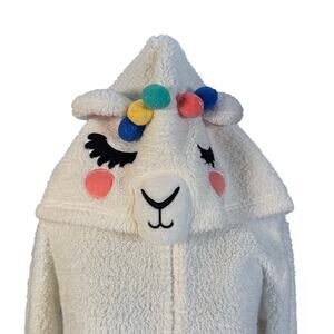 Celebrate Halloween Llama Costume Adult M 8-10 Hooded Fleece Zip Pom Pom Pockets